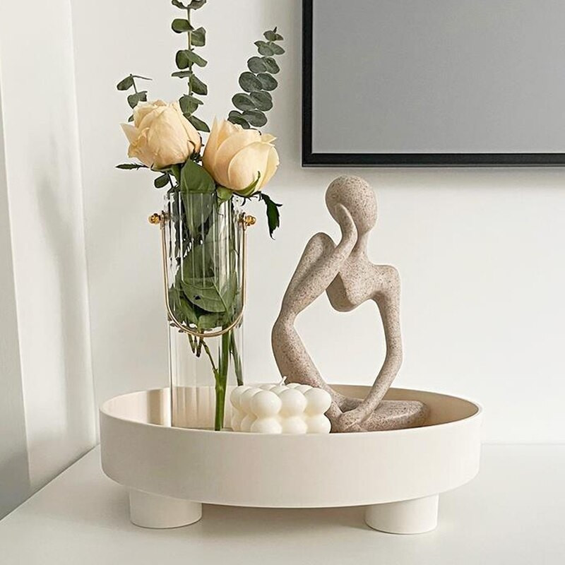 Šiuolaikiniai dekoratyviniai padėklai Namų dekoras Apvalus laikymo padėklas Organizatorius Šiaurės šalių meno padėklas Papuošalų padėklas Žvakidžių stovas Stalas Svetainė