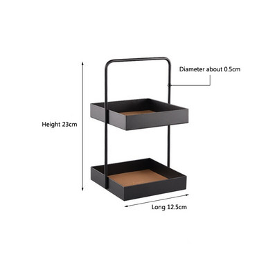 Dviejų pakopų odinis padėklas stačiakampis metalinis laikymo padėklas Įvairios prekės Kosmetika Papuošalai Desertai Arbatos padėklai Žaislų audinių laikymo padėklas