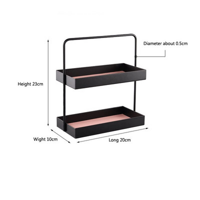 Dviejų pakopų odinis padėklas stačiakampis metalinis laikymo padėklas Įvairios prekės Kosmetika Papuošalai Desertai Arbatos padėklai Žaislų audinių laikymo padėklas