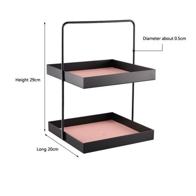 Dviejų pakopų odinis padėklas stačiakampis metalinis laikymo padėklas Įvairios prekės Kosmetika Papuošalai Desertai Arbatos padėklai Žaislų audinių laikymo padėklas