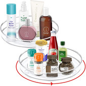 360 forgatható szekrény szervező tárolótálca fűszeres ital kozmetikai tároló állvány PET átlátszó lemezjátszó konyhai fürdőszobába