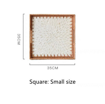 Mânere de tăvită din ratan, lucrate manual, coajă colorată, dreptunghi, rotund, nordic, bijuterii, tăvi pentru coș de depozitare pentru masă, vase cu fructe, decor acasă