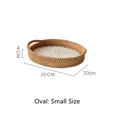 Mânere de tăvită din ratan, lucrate manual, coajă colorată, dreptunghi, rotund, nordic, bijuterii, tăvi pentru coș de depozitare pentru masă, vase cu fructe, decor acasă