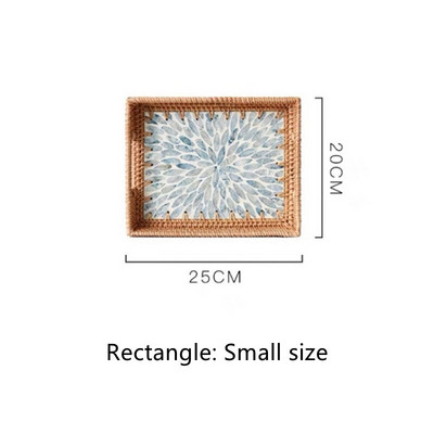 Mânere de tăvită din ratan, lucrate manual, coajă colorată, dreptunghi, rotund, nordic, bijuterii, tăvi pentru coș de depozitare pentru masă, vase cu fructe, decor acasă