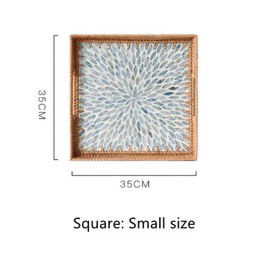 Mânere de tăvită din ratan, lucrate manual, coajă colorată, dreptunghi, rotund, nordic, bijuterii, tăvi pentru coș de depozitare pentru masă, vase cu fructe, decor acasă