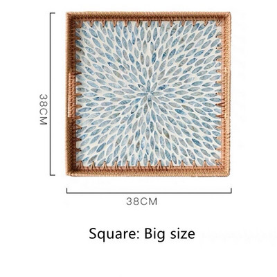 Mânere de tăvită din ratan, lucrate manual, coajă colorată, dreptunghi, rotund, nordic, bijuterii, tăvi pentru coș de depozitare pentru masă, vase cu fructe, decor acasă