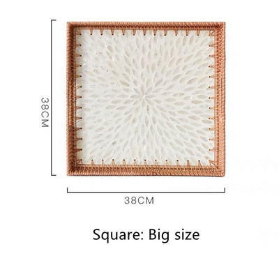 Mânere de tăvită din ratan, lucrate manual, coajă colorată, dreptunghi, rotund, nordic, bijuterii, tăvi pentru coș de depozitare pentru masă, vase cu fructe, decor acasă