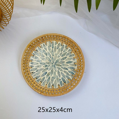 Mânere de tăvită din ratan, lucrate manual, coajă colorată, dreptunghi, rotund, nordic, bijuterii, tăvi pentru coș de depozitare pentru masă, vase cu fructe, decor acasă