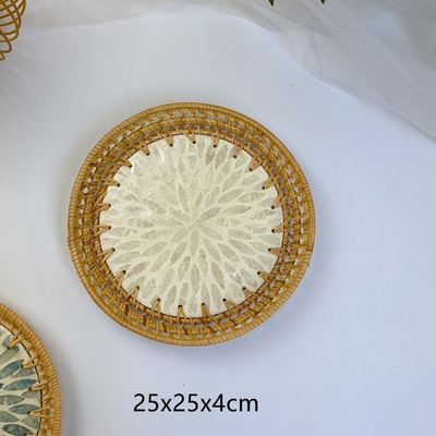 Mânere de tăvită din ratan, lucrate manual, coajă colorată, dreptunghi, rotund, nordic, bijuterii, tăvi pentru coș de depozitare pentru masă, vase cu fructe, decor acasă