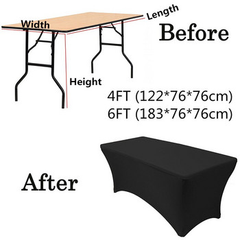 Покривка за маса Правоъгълна сватбена дълга лента Еластичен разтеглив спандекс Покривало за маса Дълъг черен бял бар Хотелско събитие Парти плат за бюро
