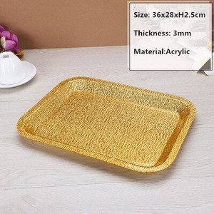 Akrilo auksinis stačiakampis plastikas Viešbučio KTV lėkštė Japoniškų užkandžių laikymo padėklas serviravimo lėkštės padėklas auksinis padėklo dekoravimas