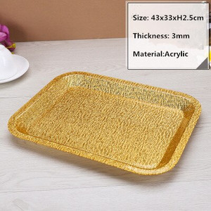 Akrilo auksinis stačiakampis plastikas Viešbučio KTV lėkštė Japoniškų užkandžių laikymo padėklas serviravimo lėkštės padėklas auksinis padėklo dekoravimas