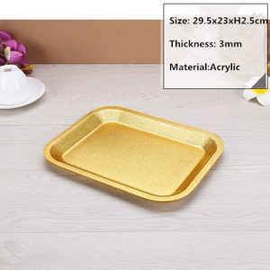 Akrilo auksinis stačiakampis plastikas Viešbučio KTV lėkštė Japoniškų užkandžių laikymo padėklas serviravimo lėkštės padėklas auksinis padėklo dekoravimas
