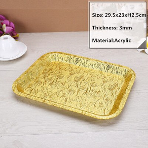 Akrilo auksinis stačiakampis plastikas Viešbučio KTV lėkštė Japoniškų užkandžių laikymo padėklas serviravimo lėkštės padėklas auksinis padėklo dekoravimas