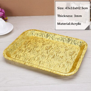 Akrilo auksinis stačiakampis plastikas Viešbučio KTV lėkštė Japoniškų užkandžių laikymo padėklas serviravimo lėkštės padėklas auksinis padėklo dekoravimas