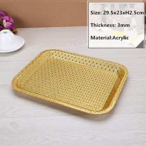 Akrilo auksinis stačiakampis plastikas Viešbučio KTV lėkštė Japoniškų užkandžių laikymo padėklas serviravimo lėkštės padėklas auksinis padėklo dekoravimas