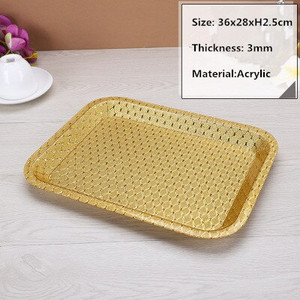 Akrilo auksinis stačiakampis plastikas Viešbučio KTV lėkštė Japoniškų užkandžių laikymo padėklas serviravimo lėkštės padėklas auksinis padėklo dekoravimas