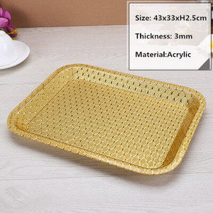 Akrilo auksinis stačiakampis plastikas Viešbučio KTV lėkštė Japoniškų užkandžių laikymo padėklas serviravimo lėkštės padėklas auksinis padėklo dekoravimas