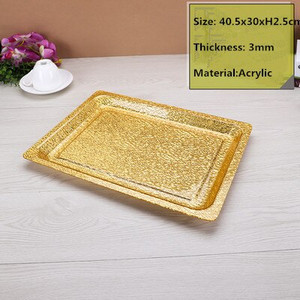 Akrilo auksinis stačiakampis plastikas Viešbučio KTV lėkštė Japoniškų užkandžių laikymo padėklas serviravimo lėkštės padėklas auksinis padėklo dekoravimas