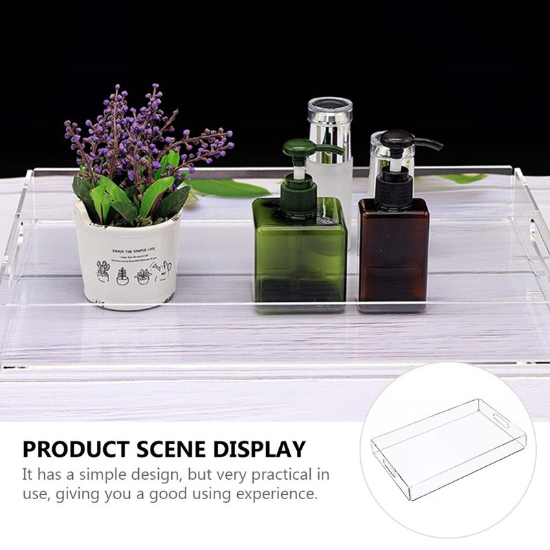 Tavă acrilică transparentă Farfurie acrilice pentru gustări Tavă pentru băuturi Tavă pentru gustări Tavă cu alimente Farfurie multifuncțională pentru depozitare Tavă pentru prosoape de baie