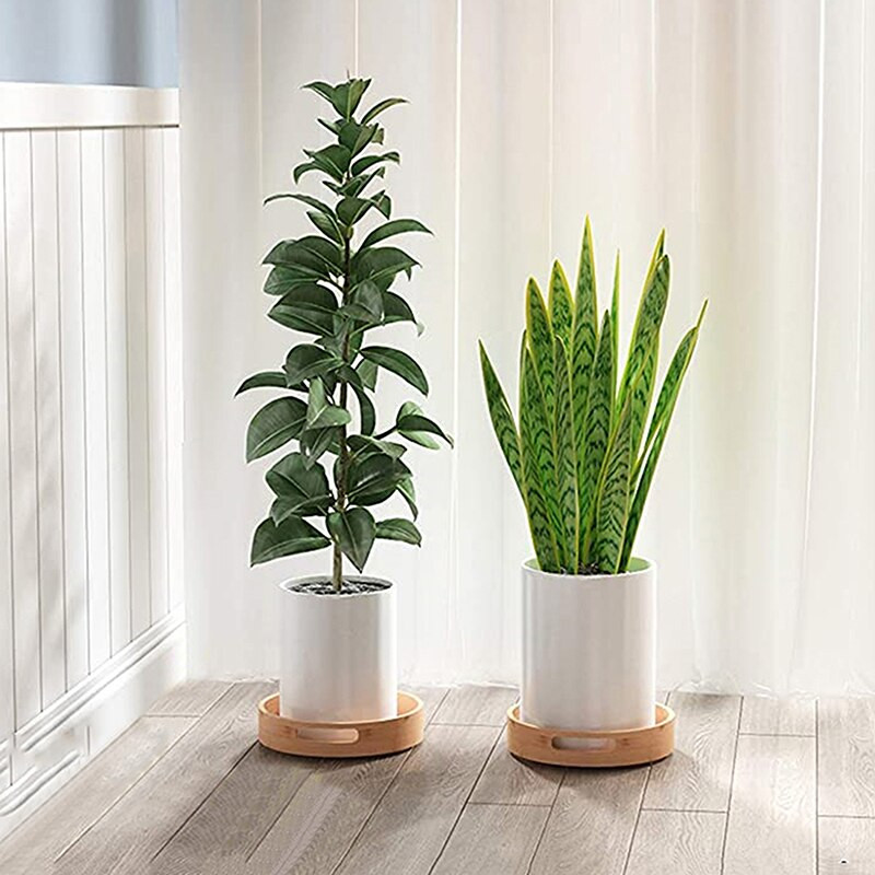 Háztartási kellékek Kerek tálalás bambusz fa tálca vacsoratálcákhoz teásbár Reggeli étel tároló fogantyú tárolótálca