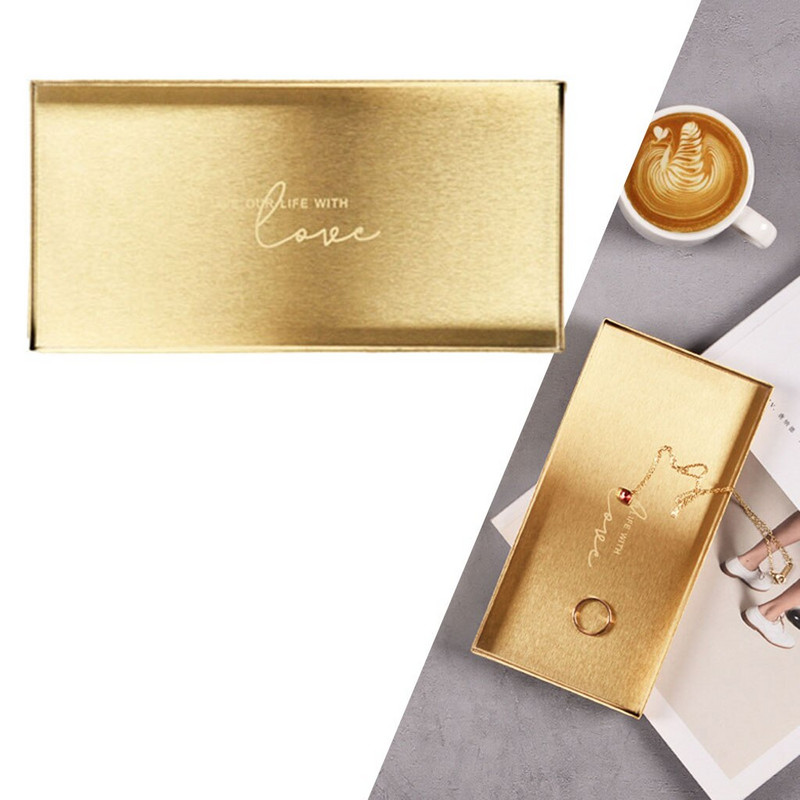 Nerūdijančio plieno auksinis dekoratyvinis serviravimo padėklas Desertas Arbata Papuošalai Kaklo papuošalai Virtuvės stalo reikmenys Vonios plovimas Stalinio kompiuterio organizatorius