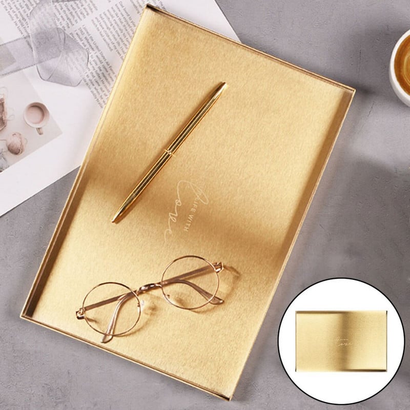 Nerūdijančio plieno auksinis dekoratyvinis serviravimo padėklas Desertas Arbata Papuošalai Kaklo papuošalai Virtuvės stalo reikmenys Vonios plovimas Stalinio kompiuterio organizatorius