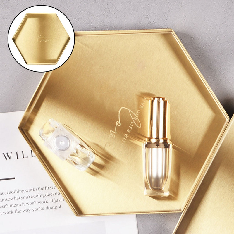 Nerūdijančio plieno auksinis dekoratyvinis serviravimo padėklas Desertas Arbata Papuošalai Kaklo papuošalai Virtuvės stalo reikmenys Vonios plovimas Stalinio kompiuterio organizatorius