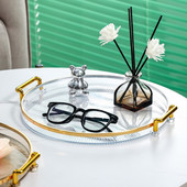 Nordijski okrugli kupaonski tanjur Dekor Zlatna ručka za pladanj za pohranu kozmetike Creat Kitchen Snack Poslužavnik za pohranu voća Organizator za pribor za čaj