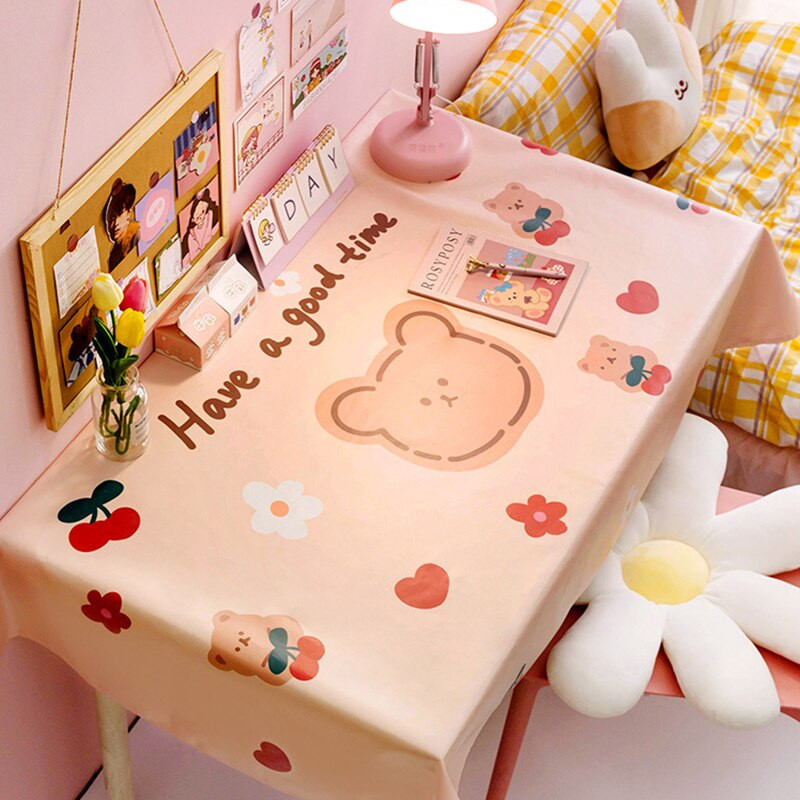 Față de masă Ins Girly Heart Dormitor pentru studenți Covoraș de birou drăguț PVC Față de masă cu desene animate rezistente la apă Masă de ceai Covorașe de izolare fără sudură