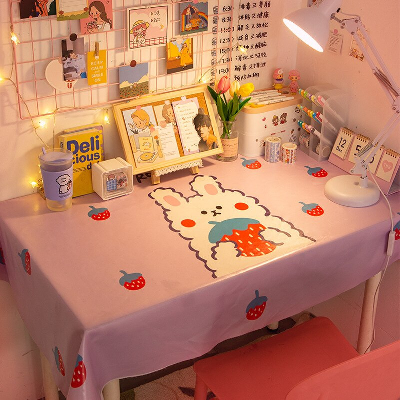 Față de masă Ins Girly Heart Dormitor pentru studenți Covoraș de birou drăguț PVC Față de masă cu desene animate rezistente la apă Masă de ceai Covorașe de izolare fără sudură