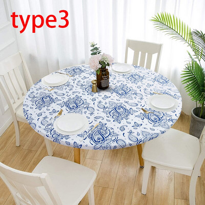 1db vízálló, csúszásmentes terítők kerek elasztikus terítő klasszikus mintás asztalterítő huzat dohányzóasztal alátét otthoni konyhához
