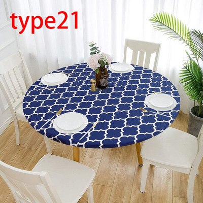 1db vízálló, csúszásmentes terítők kerek elasztikus terítő klasszikus mintás asztalterítő huzat dohányzóasztal alátét otthoni konyhához
