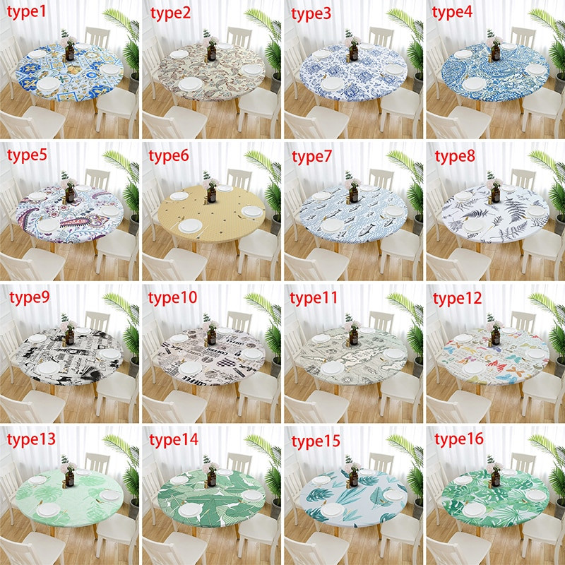 1db vízálló, csúszásmentes terítők kerek elasztikus terítő klasszikus mintás asztalterítő huzat dohányzóasztal alátét otthoni konyhához