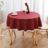 Obrus, jednofarebný farbený obrus na jedálenský stôl, jednoduchý štýl, červený okrúhly obrus, nappe de table, dekorácia, banket, vianočný