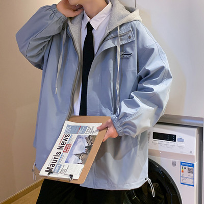 Jachetă de primăvară pentru bărbați cu inscripții și șireturi