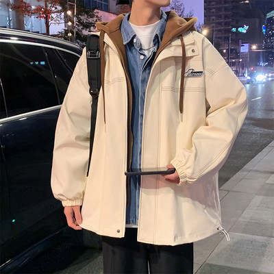 Jachetă de primăvară pentru bărbați cu inscripții și șireturi