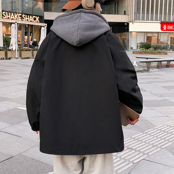 Jachetă de primăvară pentru bărbați cu inscripții și șireturi