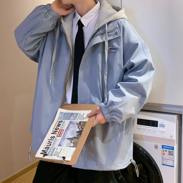 Jachetă de primăvară pentru bărbați cu inscripții și șireturi