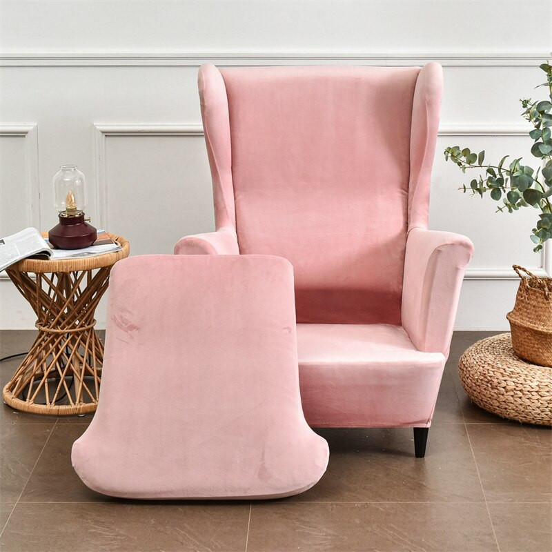 Velvet Szárnyas székhuzat Stretch Spandex ferde fotelhuzatok Levehető Relax kanapéhuzatok Ülőpárna huzatokkal Egyszínű