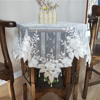 Europietiški nėriniai siuvinėti karoliukais pakabukas staltiesė balkonas miegamasis mažas apvalus stalas fortepijono dangtis audinys banketas vaza puodelis lėkštės kilimėlis