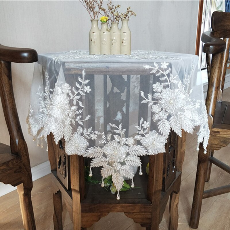 Europietiški nėriniai siuvinėti karoliukais pakabukas staltiesė balkonas miegamasis mažas apvalus stalas fortepijono dangtis audinys banketas vaza puodelis lėkštės kilimėlis