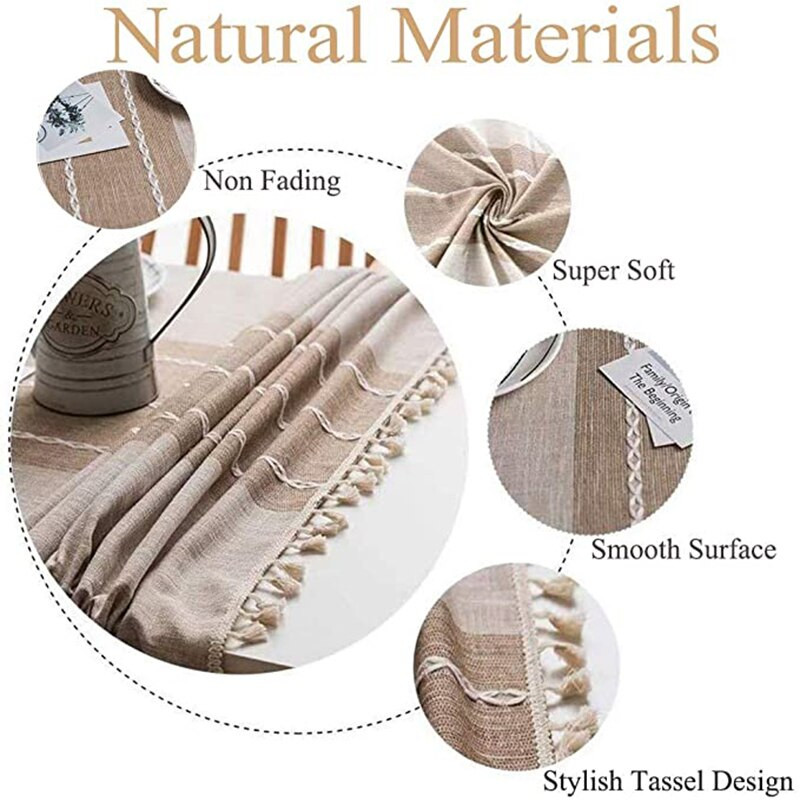 Barna pamutvászon terítők ráncmentes fakulásgátló terítő étkezőasztalhoz Bojt téglalap vastag asztalterítő dekor