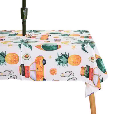 Față de masă impermeabilă în aer liber imprimată digital cu orificiu pentru fermoar Față de masă umbrelă de plajă Față de masă impermeabilă 29 de culori