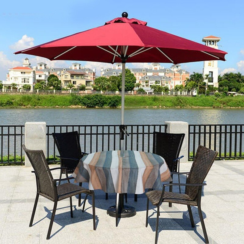 Față de masă impermeabilă în aer liber imprimată digital cu orificiu pentru fermoar Față de masă umbrelă de plajă Față de masă impermeabilă 29 de culori