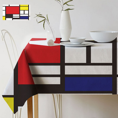 Geometrický farebný umelecký vzor Mondrian Plaid Dekor Štýl Život Vodotesný ľanový obrus Domov Galéria Stôl Dekoratívny obrus
