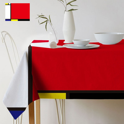 Geometrický farebný umelecký vzor Mondrian Plaid Dekor Štýl Život Vodotesný ľanový obrus Domov Galéria Stôl Dekoratívny obrus