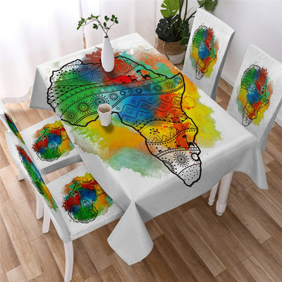 BeddingOutlet afrikai terítő Geometrikus etnikai asztaltakaró Többfunkciós egyiptomi vízálló asztalterítő kültéri otthonra