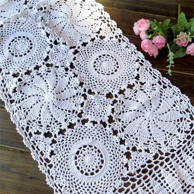 Pamut terítő, kézzel készített horgolt asztali futó, díszítéshez használt függöny asztal 1 db/tétel