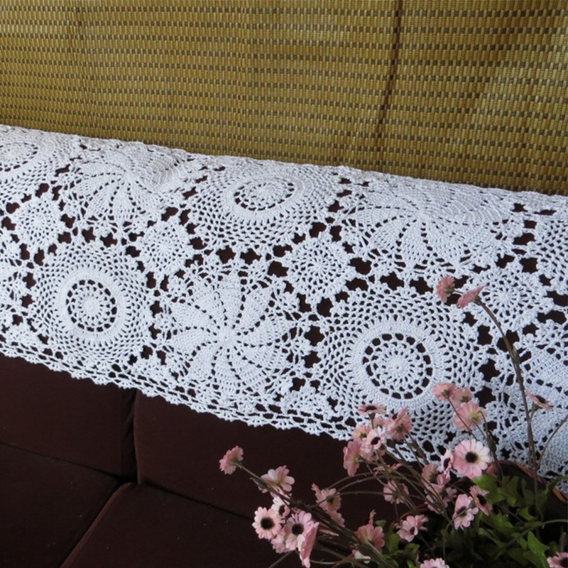 Pamut terítő, kézzel készített horgolt asztali futó, díszítéshez használt függöny asztal 1 db/tétel